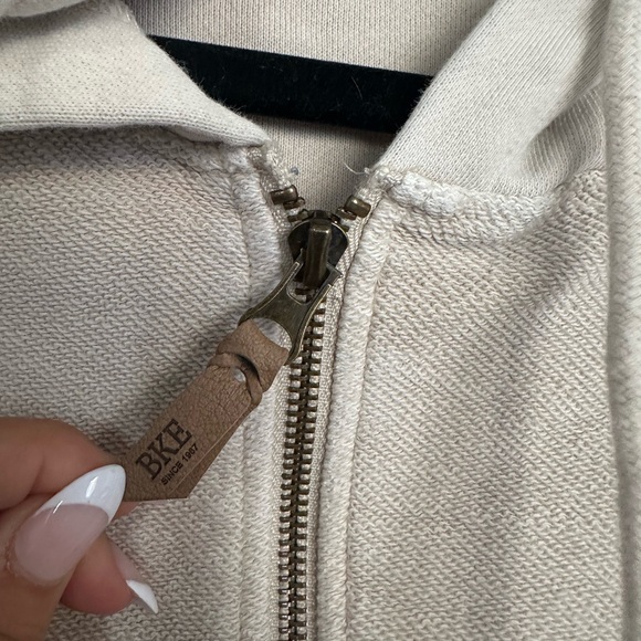 BKE Men’s Hoodie Sweatshirt Medium Beige Half-Zip Cotton - Picture 5 of 9